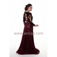 Caftan velours et mousseline bordeaux Leila