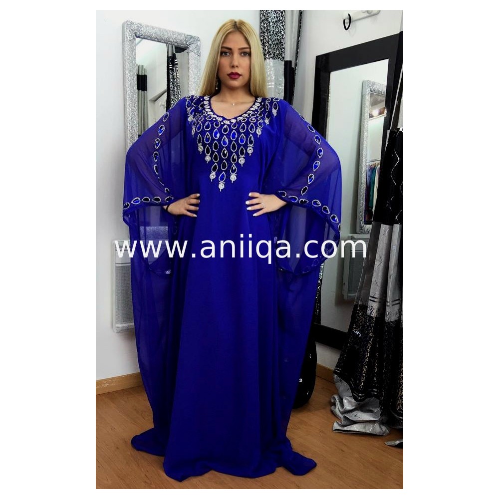 Robe dubai bleu roi et argent Kardashian 