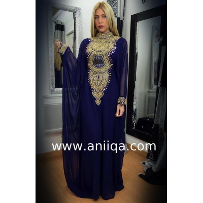 Robe dubai luxe bleu nuit Hilal