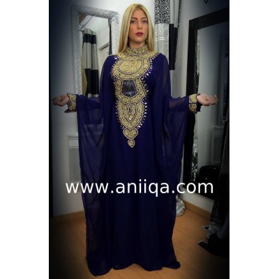 Robe dubai luxe bleu nuit Hilal