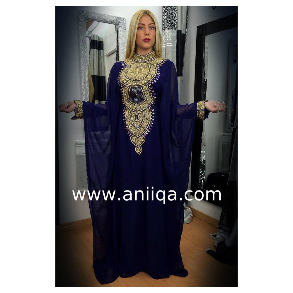 Robe dubai luxe bleu nuit Hilal