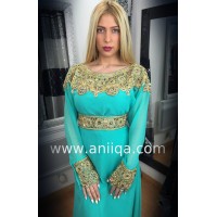 Robe dubai moderne vert d'eau Sara