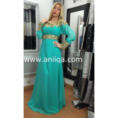 Robe dubai moderne vert d'eau Sara