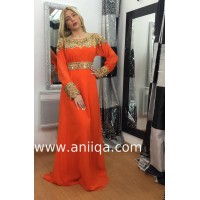 Robe dubai moderne orange doré Cleopatre