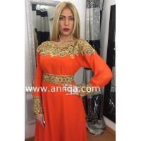 Robe dubai moderne orange doré Cleopatre