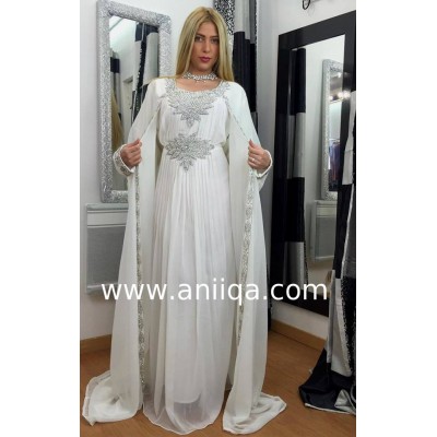 Robe dubai blanche & argent Basma