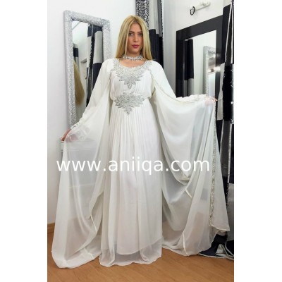 Robe dubai blanche & argent Basma