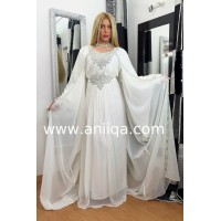 Robe dubai blanche & argent Basma