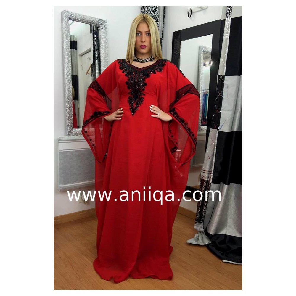 Robe dubai papillon rouge et noir Salam