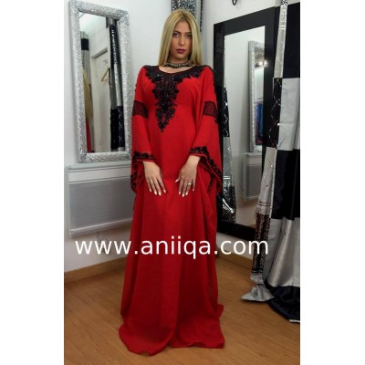 Robe dubai papillon rouge et noir Salam