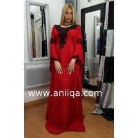 Robe dubai papillon rouge et noir Salam