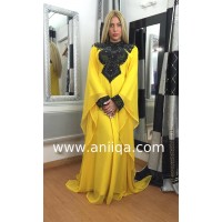 Robe dubai papillon noir et jaune