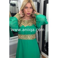 Caftan dubai verte et doré Samia