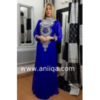 Robe dubai bleu roi argent Lamia