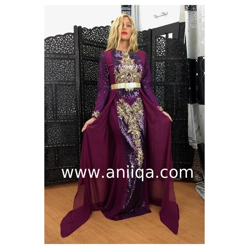 Robe caftan Rahila violette 
