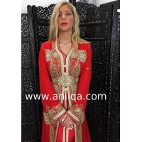 Caftan marocain Sari rouge Kayna