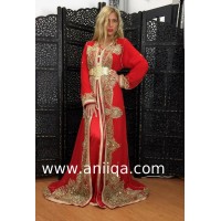 Caftan marocain Sari rouge Kayna