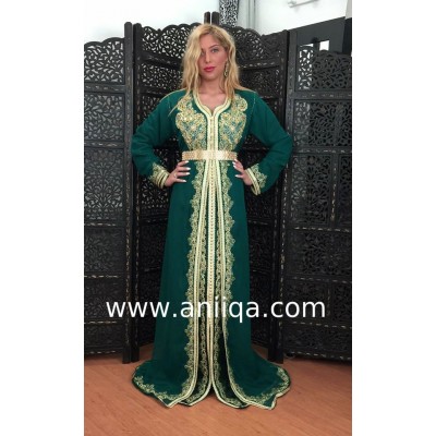 Caftan marocain emeraude Sakina