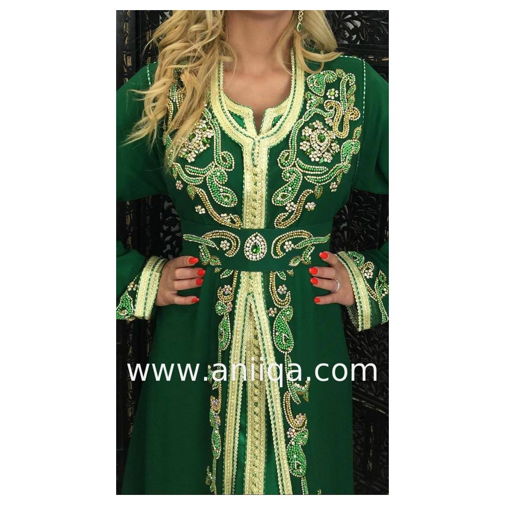 Caftan marocain vert royal Nassma