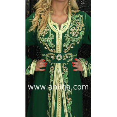 Caftan marocain vert royal Nassma