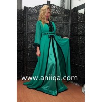 Caftan marocain simple bleu vert Anissa