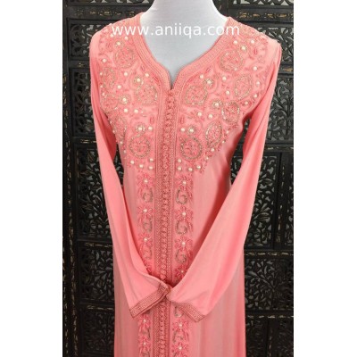 Caftan mlifa rose pour l'aid