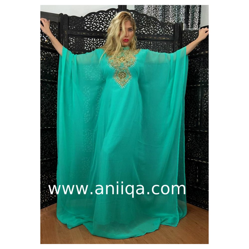 Robe dubai Kardashian vert d'eau 