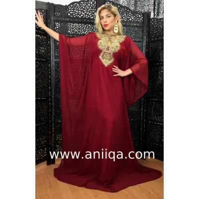 Robe dubai Kardashian Bordeaux doré 