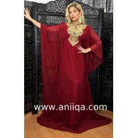 Robe dubai Kardashian Bordeaux doré 