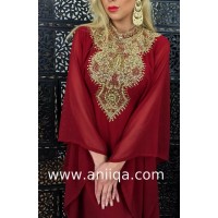 Robe dubai Kardashian Bordeaux doré 