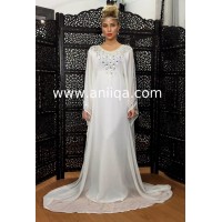 Robe dubai blanche & argent Nawal