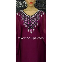 Robe dubai papillon prune & argent Nawal