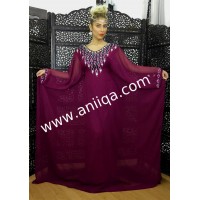 Robe dubai papillon prune & argent Nawal