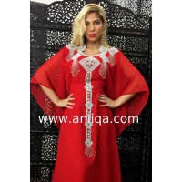 Robe dubai col officier rouge najma