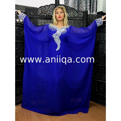 Robe dubai bleu roi Salma