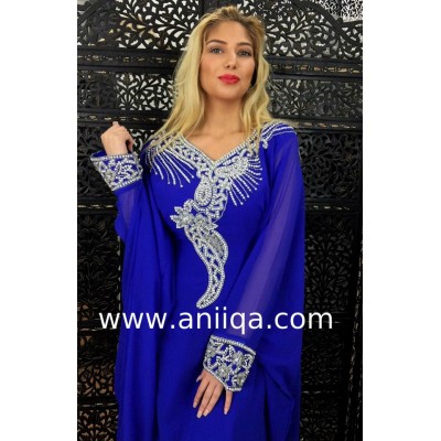 Robe dubai bleu roi Salma