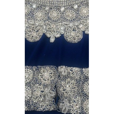 Caftan dubai moderne bleu nuit Sakina