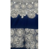 Caftan dubai moderne bleu nuit Sakina