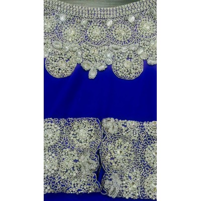 Caftan dubai moderne bleu roi argent Charaf