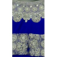 Caftan dubai moderne bleu roi argent Charaf