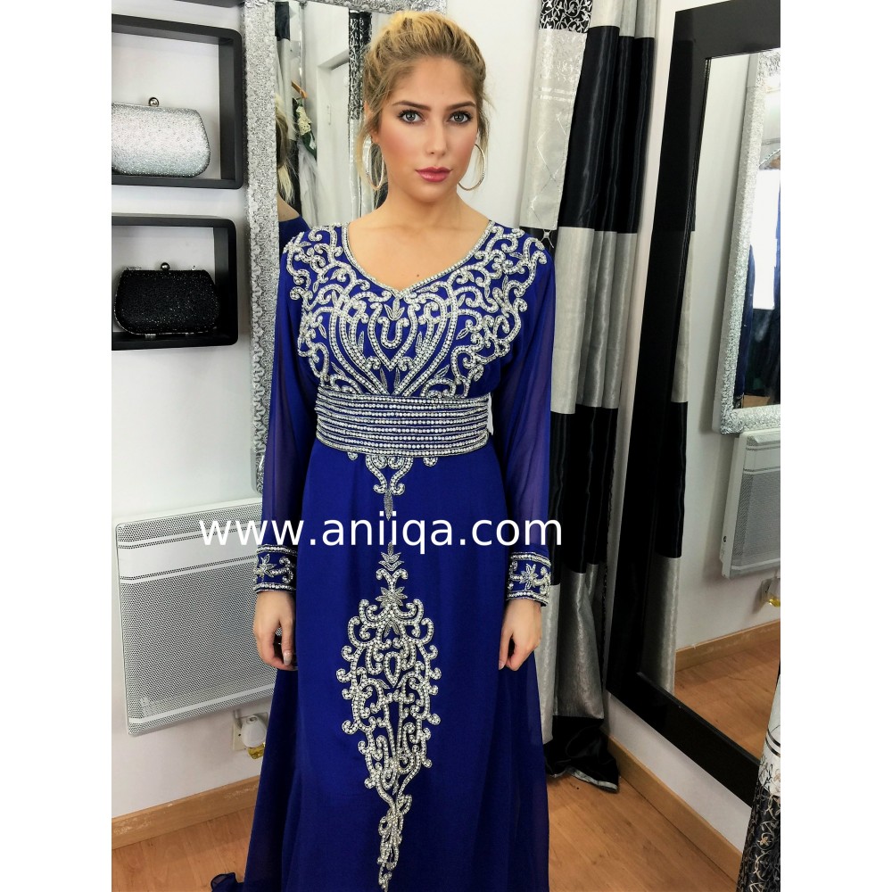 Caftan dubai cristal bleu roi  Khadija