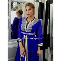 Caftan strass bleu roi Narjiss