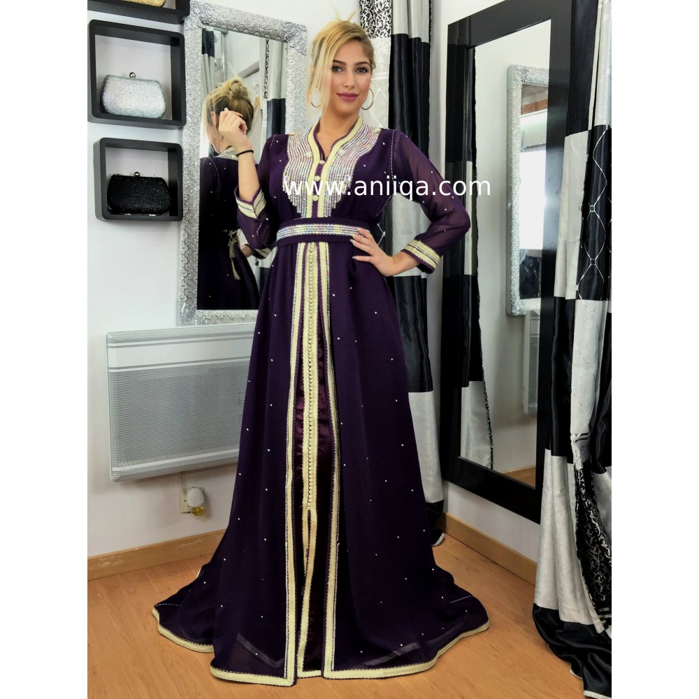 Caftan violet strass Narjiss