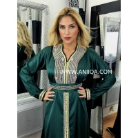 Caftan strass vert Faiza