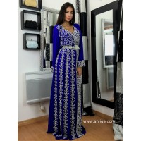 Caftan bleu roi facon sari Samar