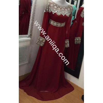 Caftan dubai cleopatre Bordeaux et argent