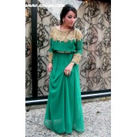 Caftan dubai vert et doré Cleopatre