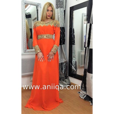 Caftan  dubai orange doré cleopatre 