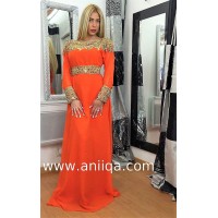 Caftan  dubai orange doré cleopatre 