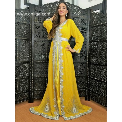 Caftan dubai sari jaune 